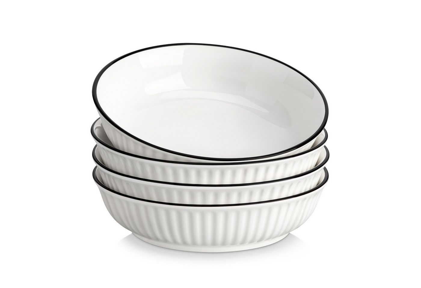 MALACASA Pastateller 4-tlg. Pastateller, Porzellan Suppenteller für 4 Personen, (4 St)