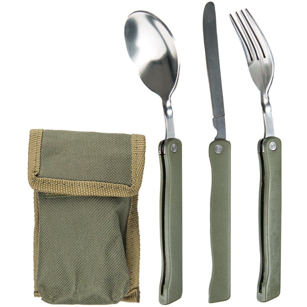Mil-Tec Besteck-Set Militär Klappbesteck 3-tlg. mit Tasche, 1 Personen