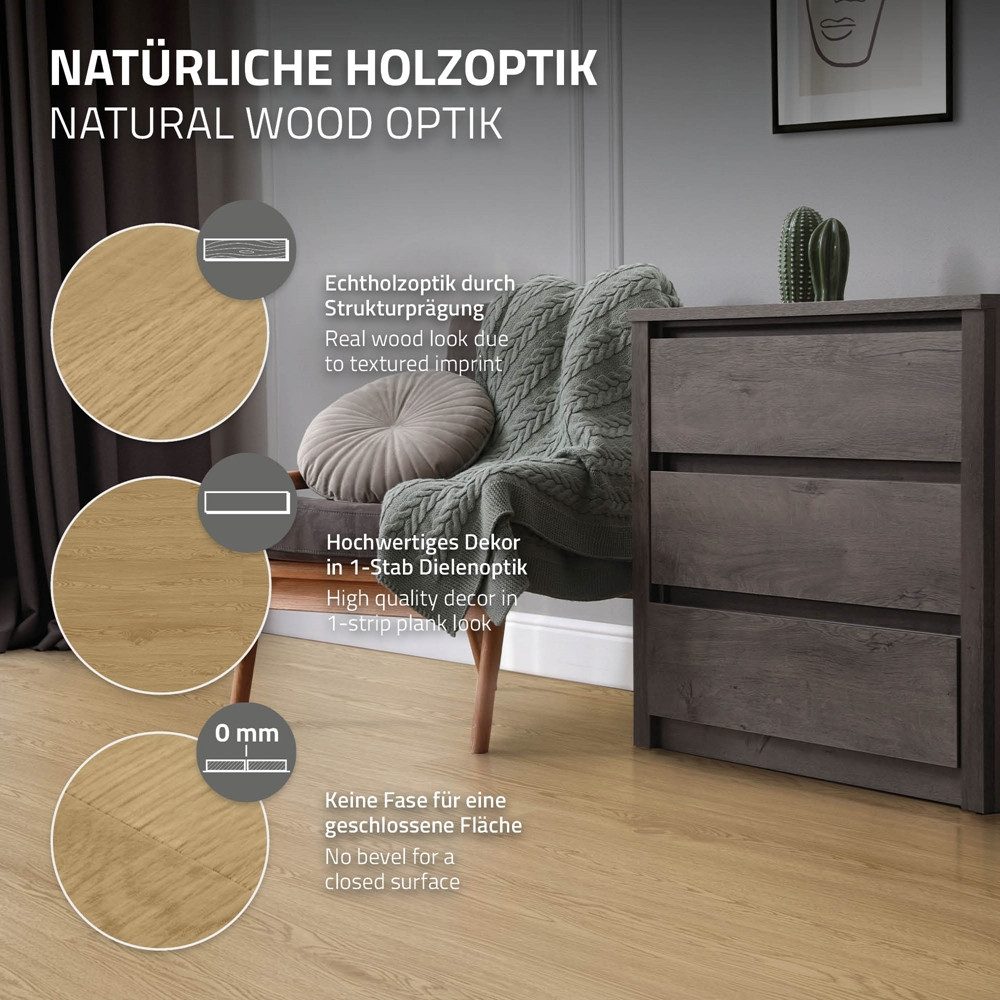 ML-DESIGN Vinylboden PVC Vinyl Bodenbelag Klebe-Vinyl Vinylbodenbelag in Holzoptik, Klebevinyl selbstklebend 2,23m² / 16 Dielen Bodenbelag 2mm Dicke