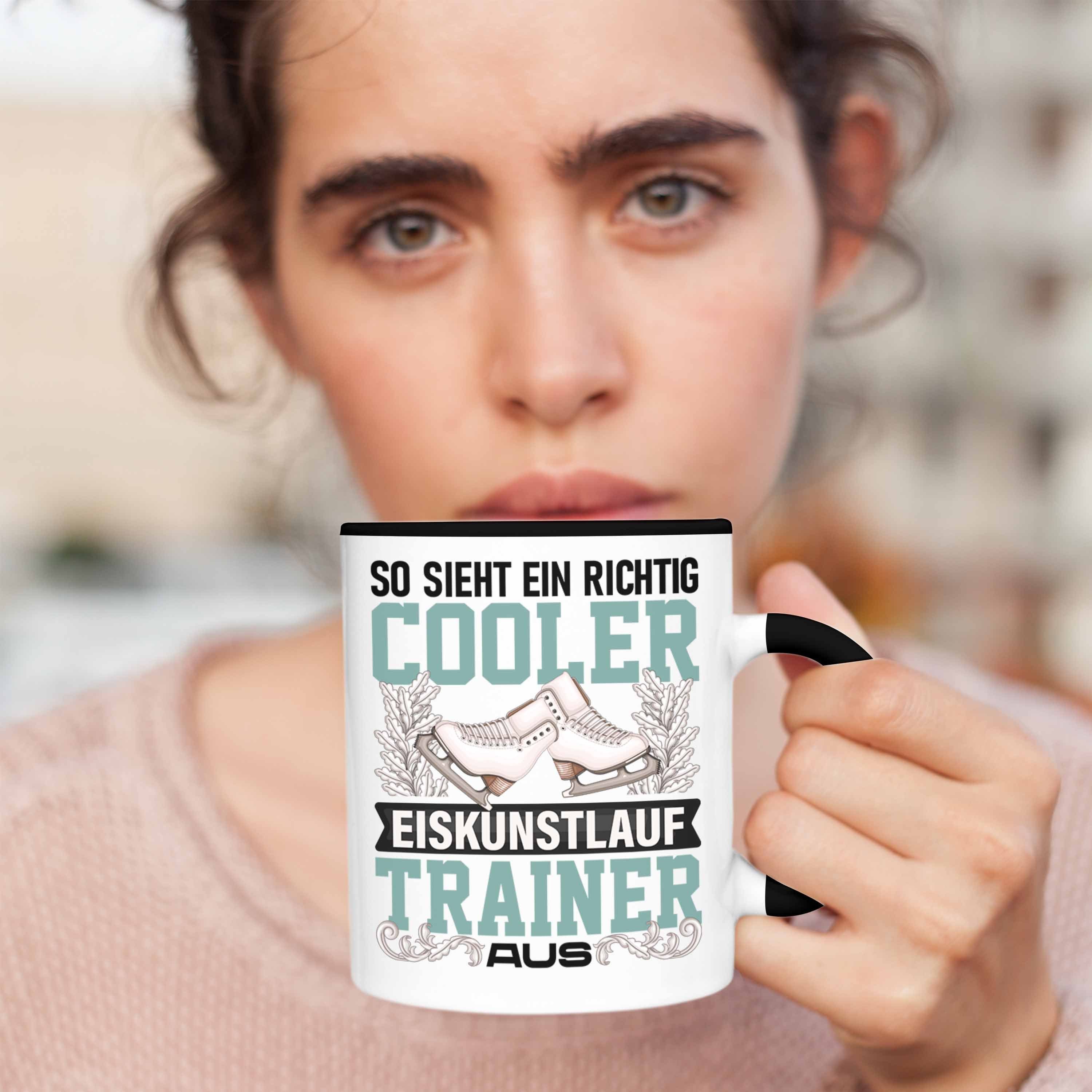 Trendation Tasse Eiskunstlauf Trainer Tasse Eiskunstläufer Geschenkidee Traine Schwarz Geschenk