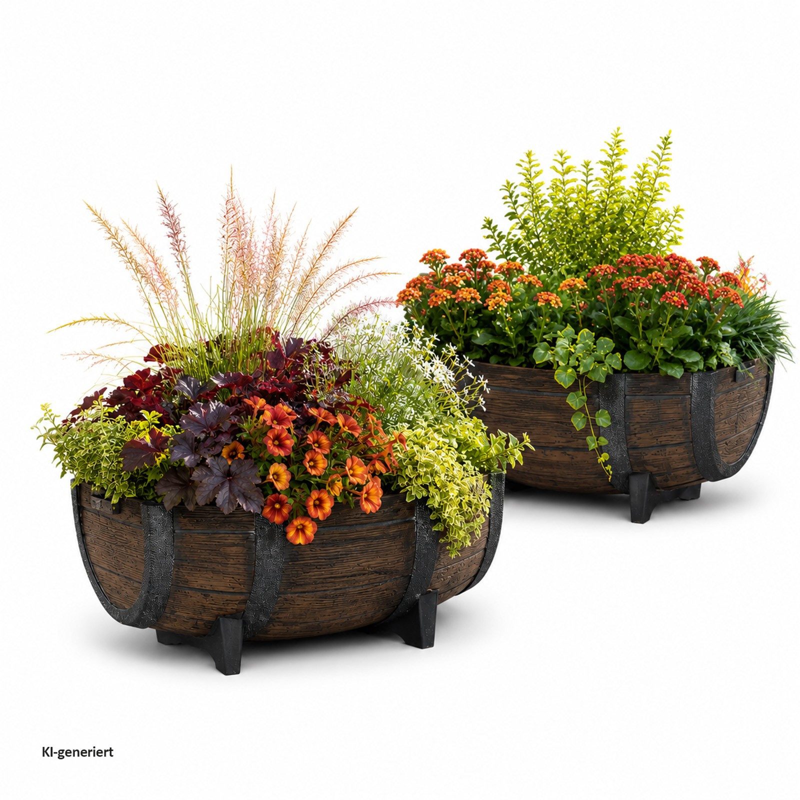 HTI-Living Pflanzkübel Pflanzkübel Fass 2er-Set Nessa (Set, 2 St., 2 Pflanzkübel), Pflanzkasten Blumenkasten