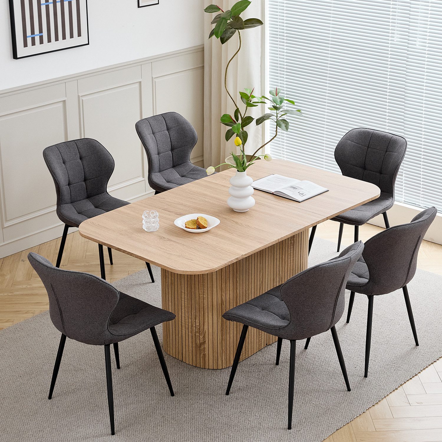 GrandCA HOME Esstisch Moderner rechteckiger Esstisch, MDF, Holzmaserung-Design (1-St), 160 × 90 cm, Hellbraun