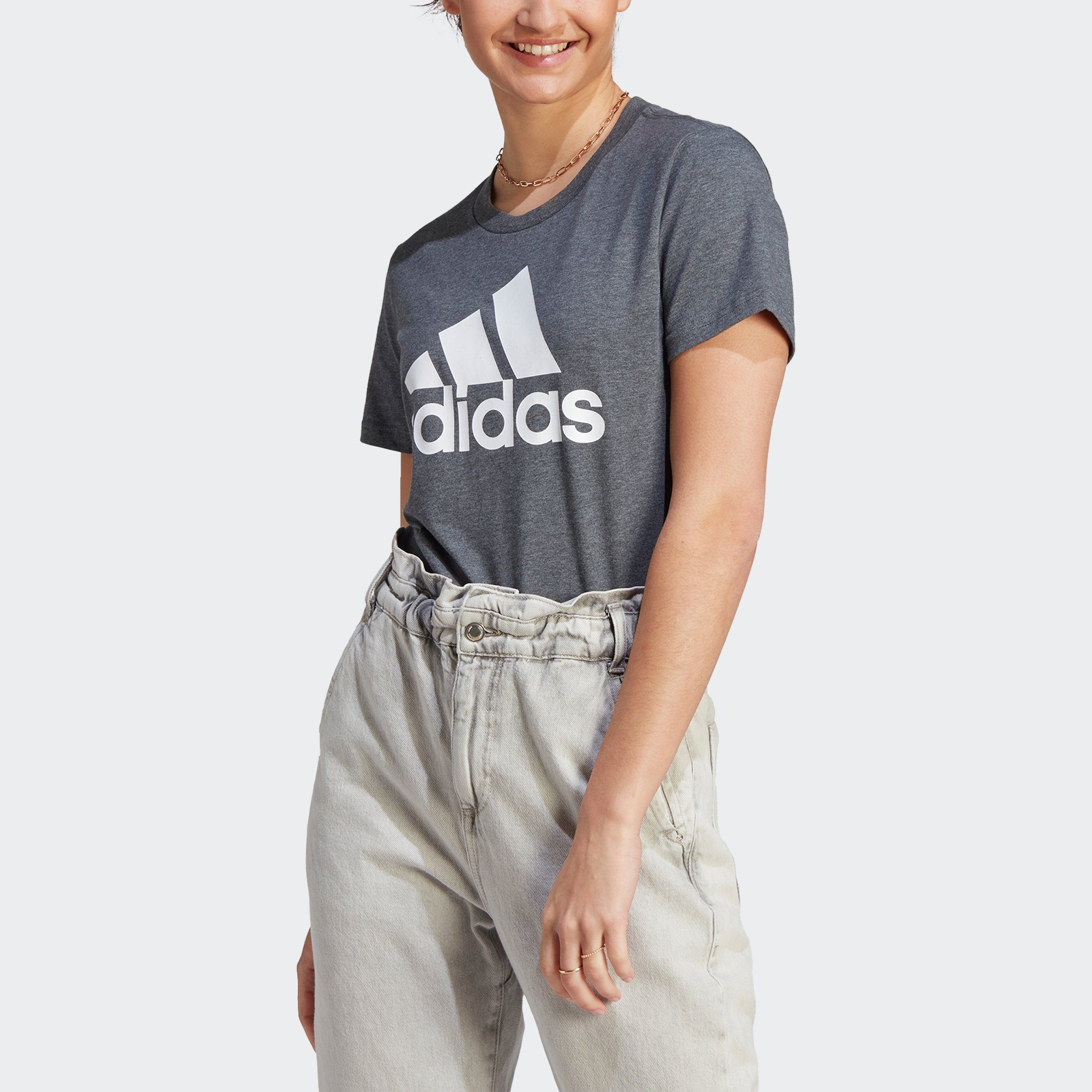 Heather ESSENTIALS Sportswear T-Shirt White adidas LOUNGEWEAR / LOGO Grey Dark