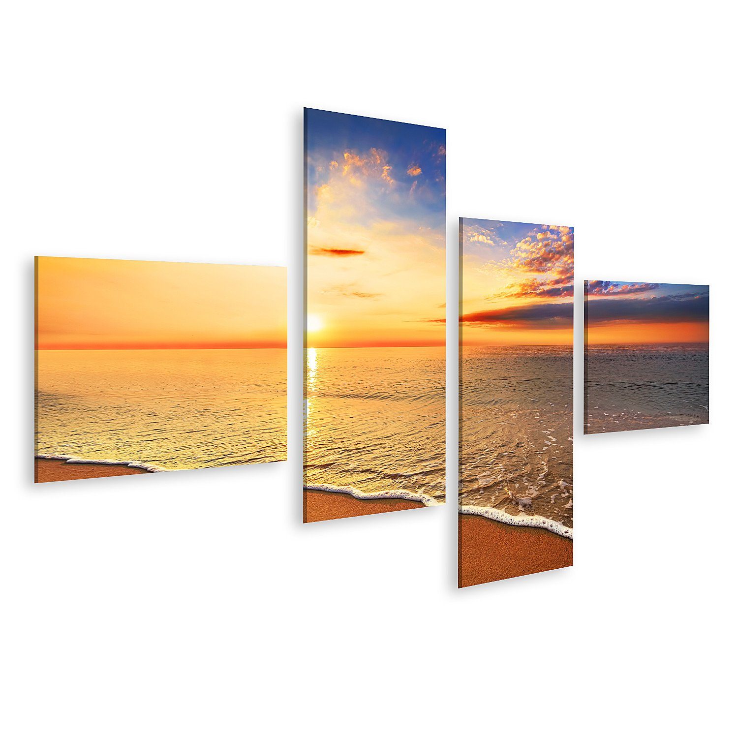 Leinwandbild Bild auf Leinwand Schöner tropischer Sonnenaufgang am Strand Wandbild