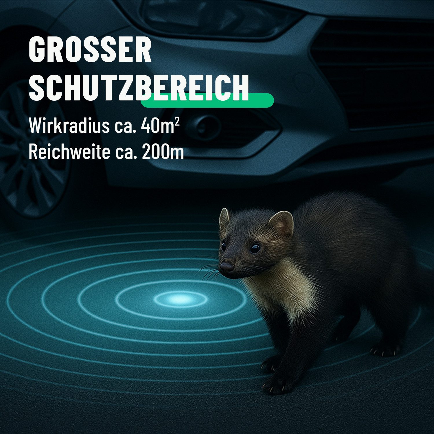 greate. Ultraschall-Tierabwehr 1x Marderschreck Auto, 12V Batterieanschluss, Motorraum, Mader Abwehr, 1-tlg. – Bild 3 von 5
