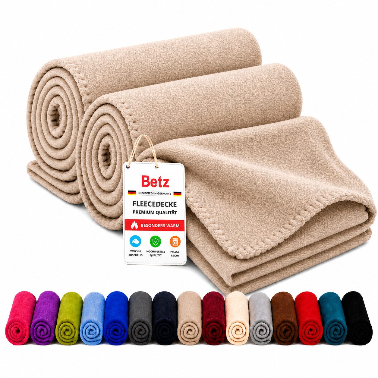 Wohndecke Fleecedecke 2 Stück 130x170 cm 180g/m² – Flauschige Sofadecke, Betz