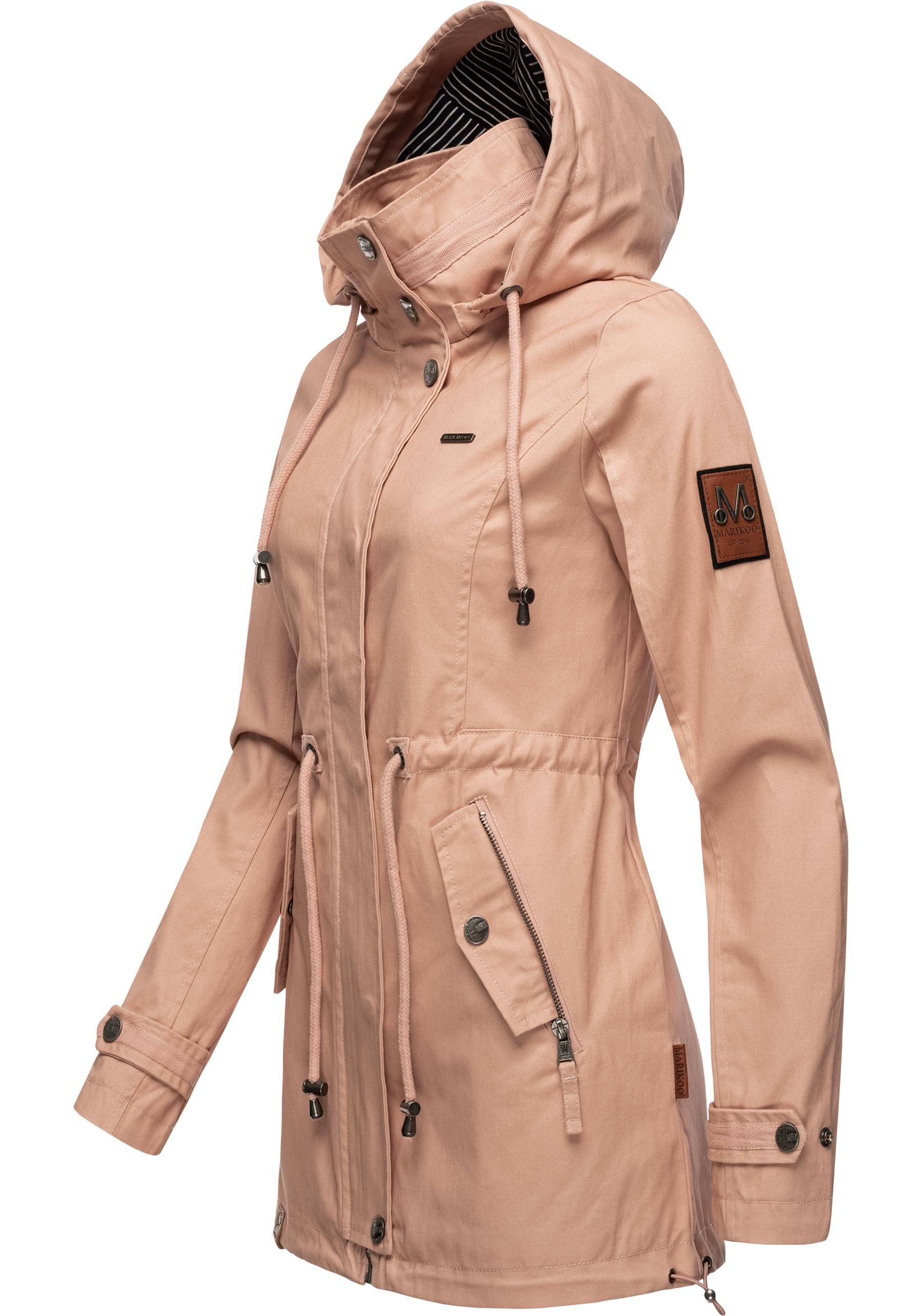 modische Übergangsjacke mit babyrosa großer Kapuze Nyokoo Baumwoll Marikoo Outdoorjacke