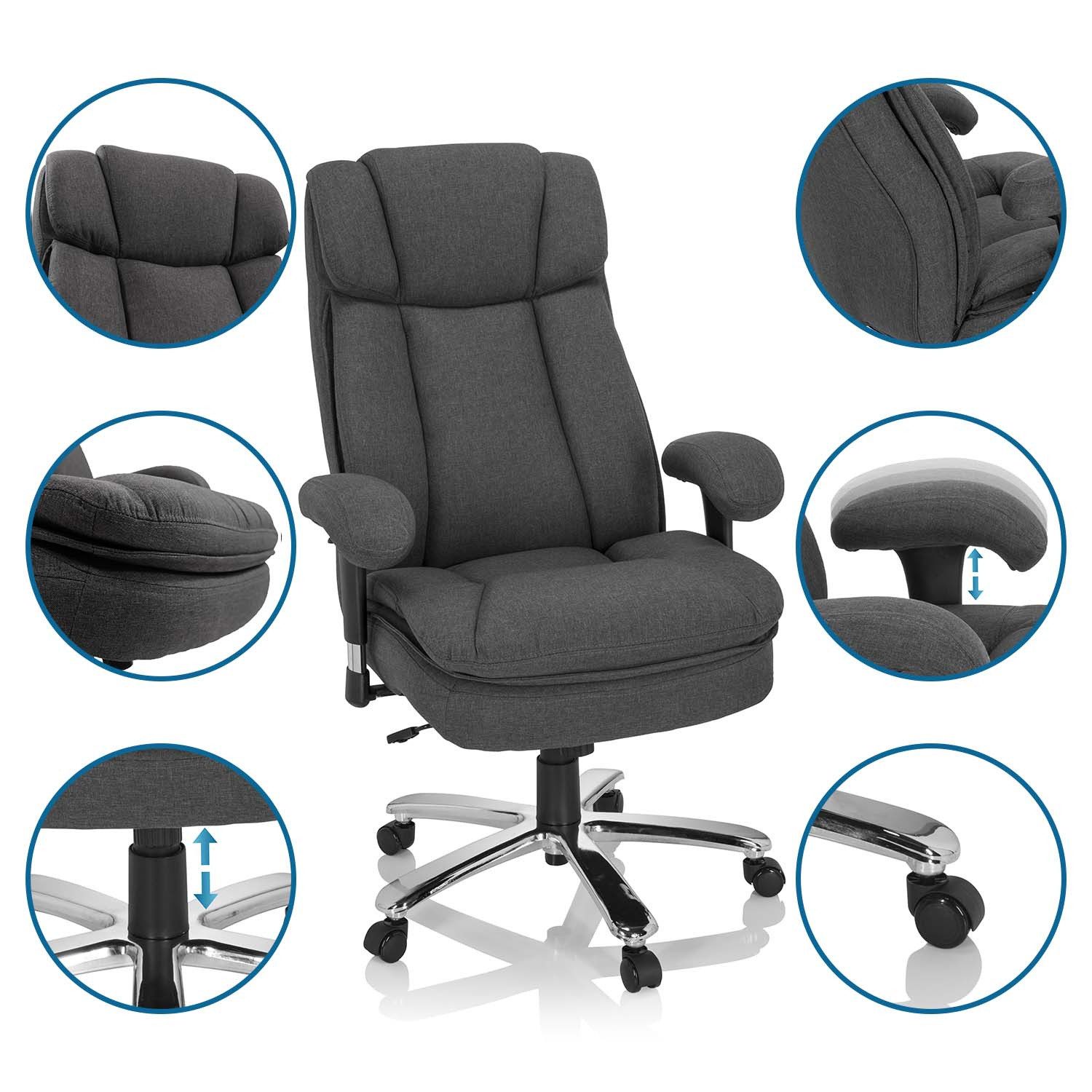 hjh OFFICE Drehstuhl XXL Drehstuhl BUILDER XXL I Stoff (1 St), XXL Chefsessel Bürostuhl ergonomisch