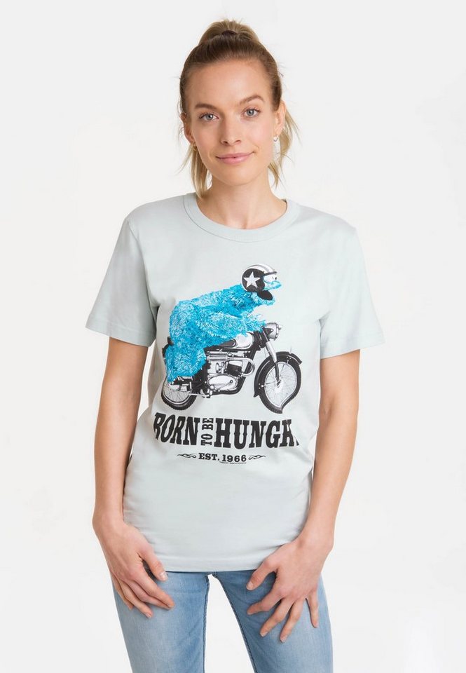 LOGOSHIRT T-Shirt Sesamstrasse - Krümelmonster Motorrad mit lizenziertem  Print, Witziges Krümelmonster-Motiv auf der Front als Highlight