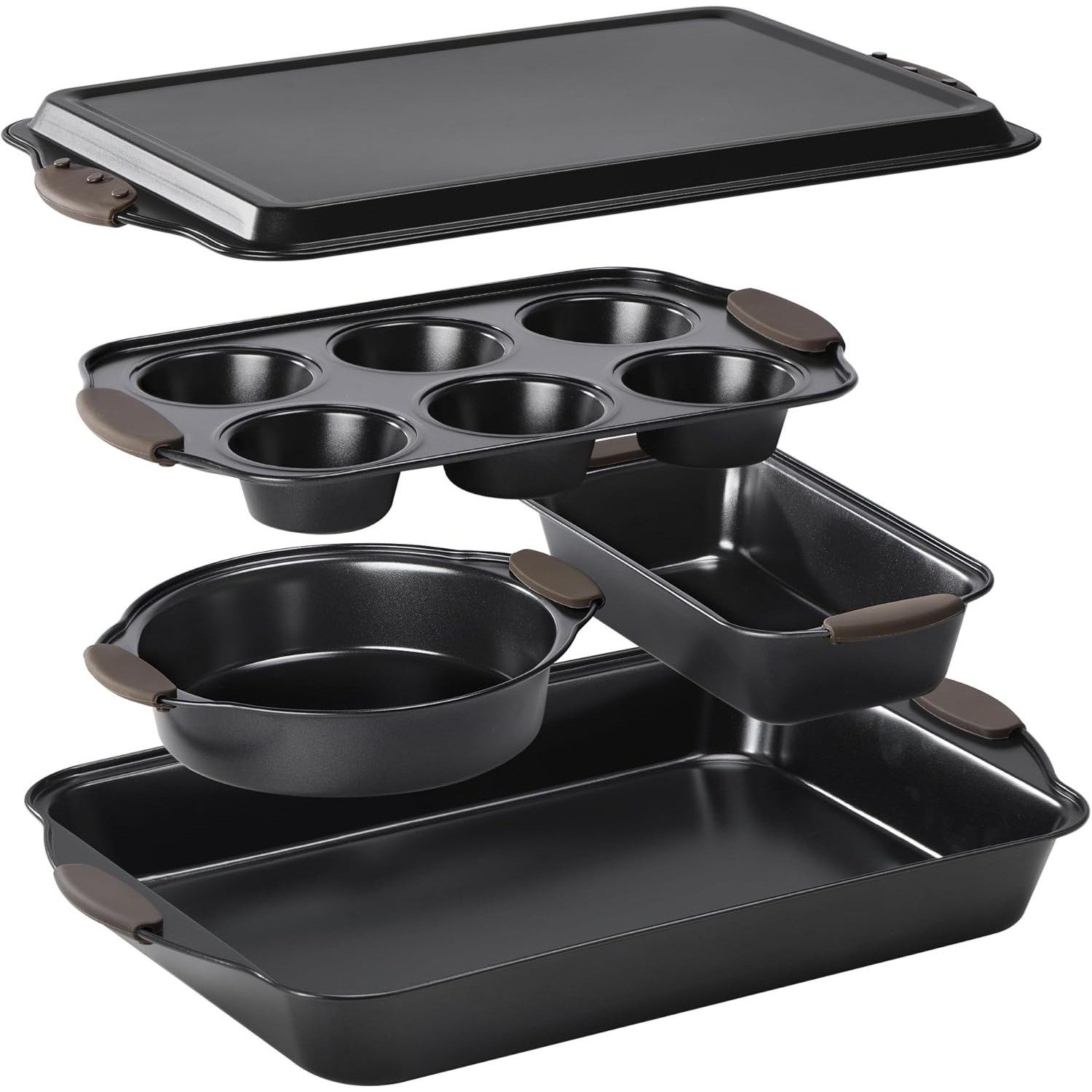 Navaris Herzkuchenform Navaris Backformen-Set 5-teilig, antihaft, Carbonstahl, Schwarz