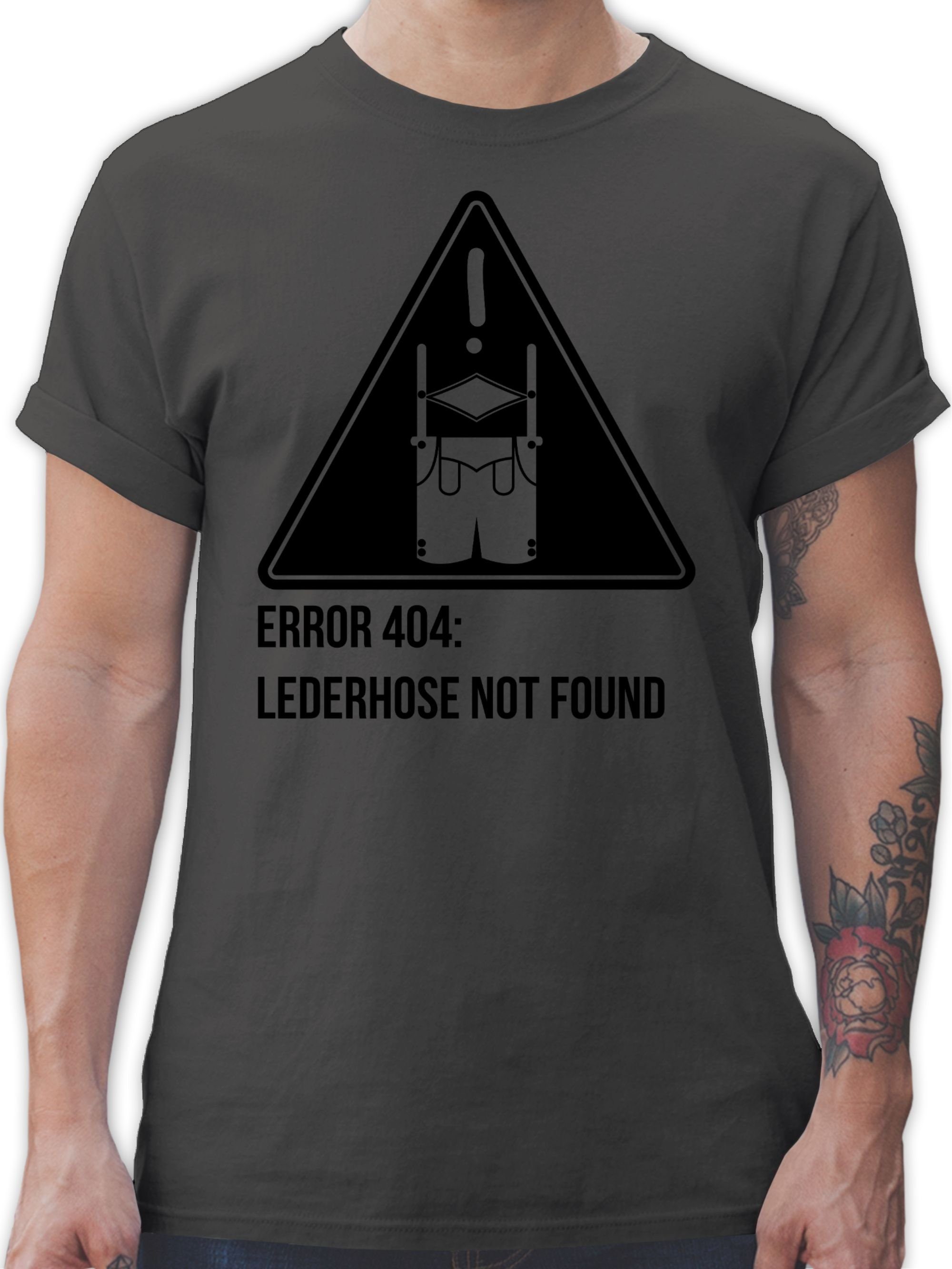 Shirtracer T-Shirt Error 404: Lederhose not found Mode für Oktoberfest Herren 3 Dunkelgrau