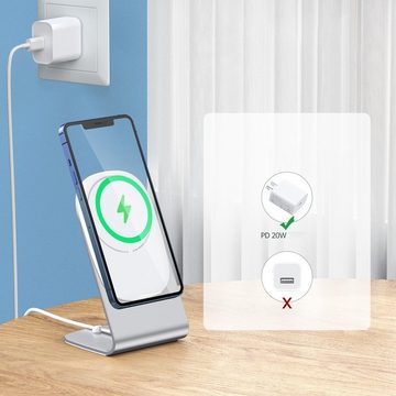 Choetech 15W magnetisches Qi-Ladegerät (MagSafe) Ständer Handy-Halter Weiß Wireless Charger