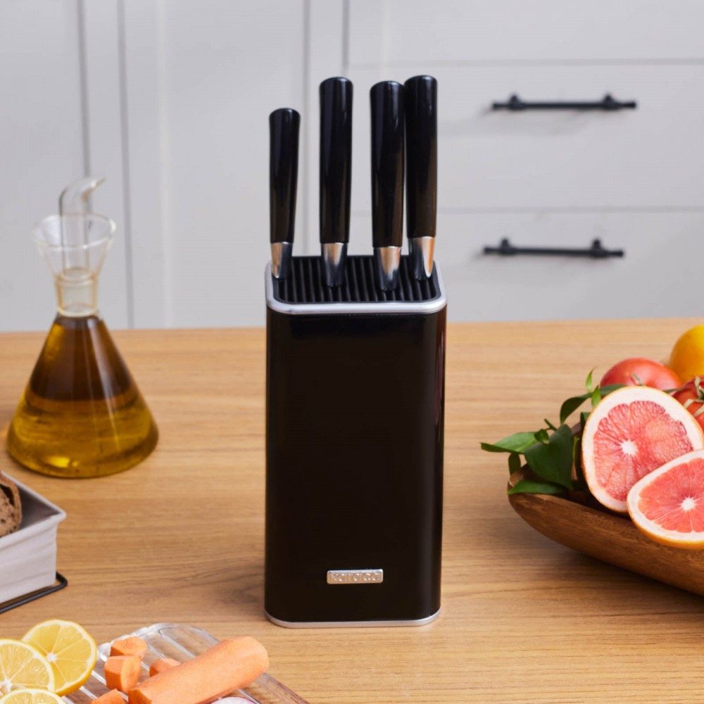 Karaca Besteck-Set Mastersharp Messerset Küchenmesser Kochmesser Brotmesser Schwarz, 1 Personen