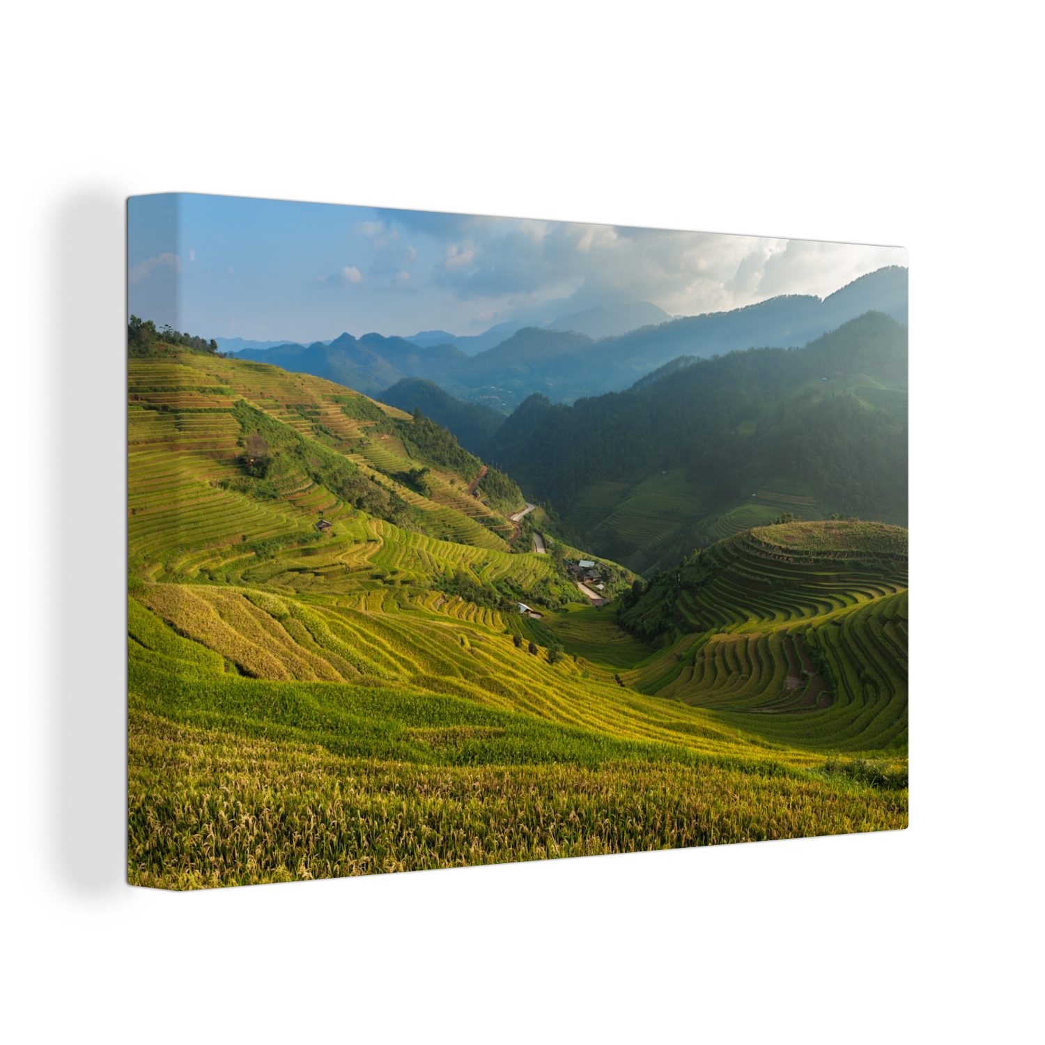 OneMillionCanvasses® Leinwandbild Reisfelder Aufhängefertig, cm Wanddeko, 30x20 bunt Bali, Leinwandbilder, auf Wandbild St), (1