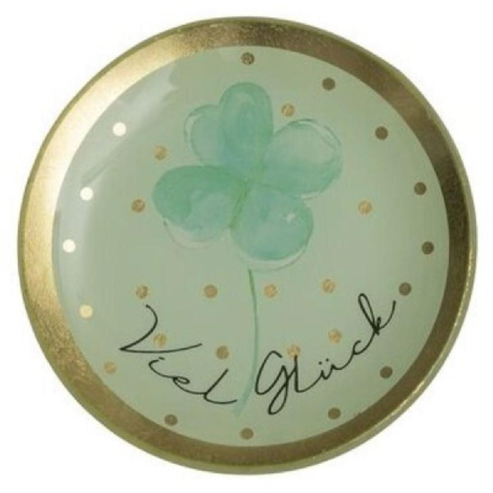 Dekoteller Glasteller Love Plates Viel Glück Rund (10cm)