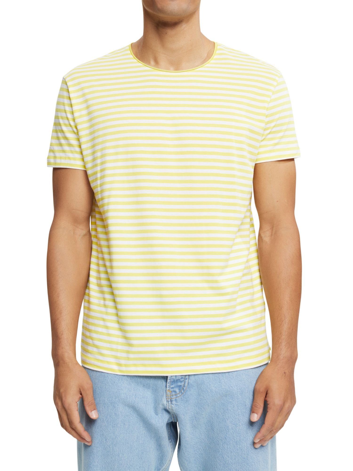 Esprit BRIGHT T-Shirt (1-tlg) Streifenmuster Jersey-T-Shirt YELLOW mit