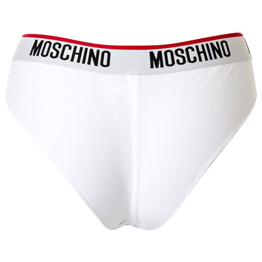 Moschino Slip Slips Damen Unterhose 2er Weiß Brazilian Pack 