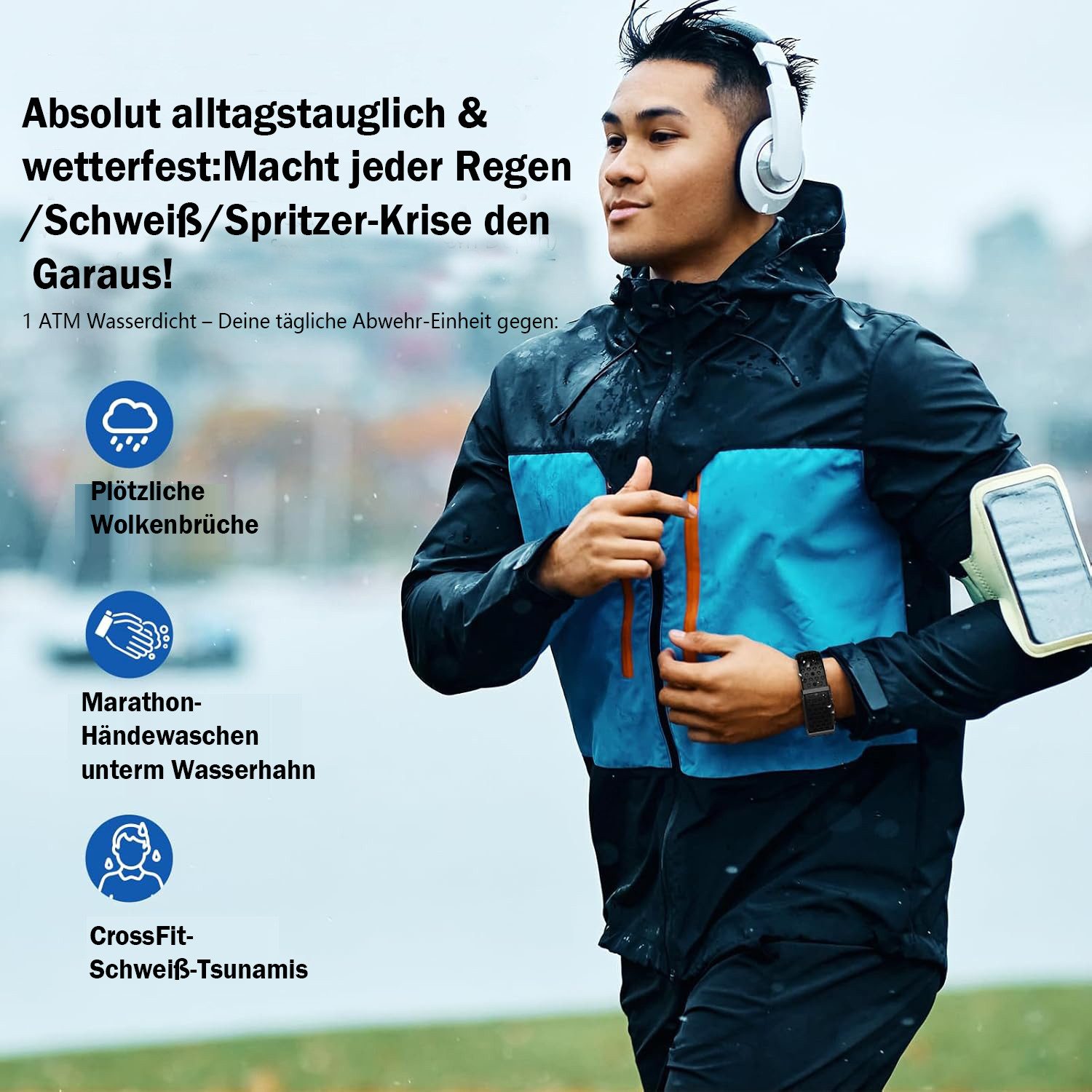 ANYSUN Fitness Tracker Damen Herren, Smart Band,Fitness Armband Ohne Display Smartwatch Smart-Armband Fitness mit Pulsmesser Schlafmonitor, Schrittzähler Uhr, SpO2, Schlafmonitor, IP68 Wasserdicht für Android und iOS