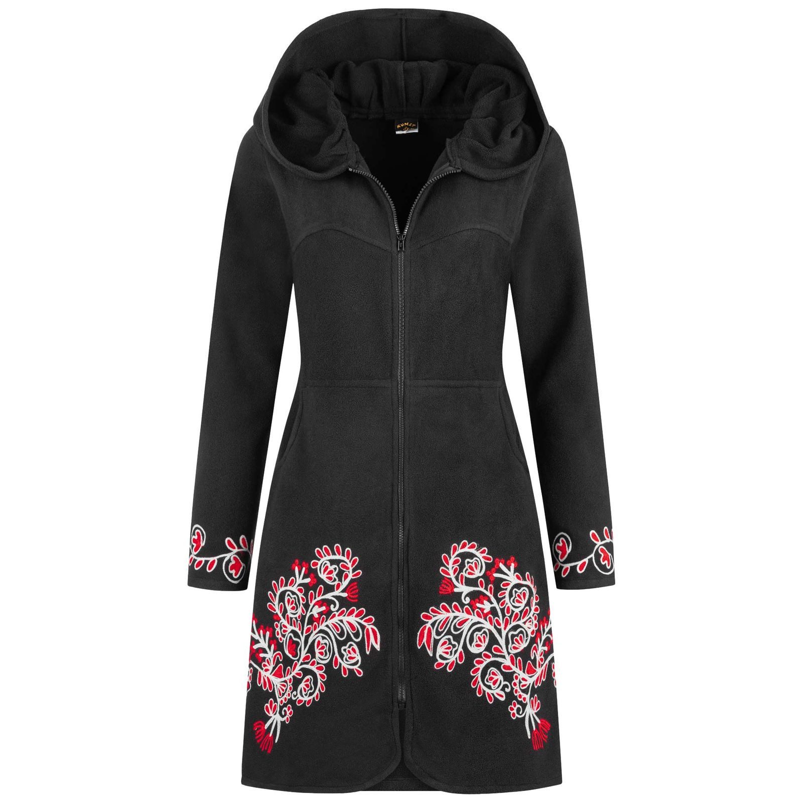 Fleecejacke KUNST UND MAGIE Damen Mantel Fleece Kurzmantel Jacke Boho Goa