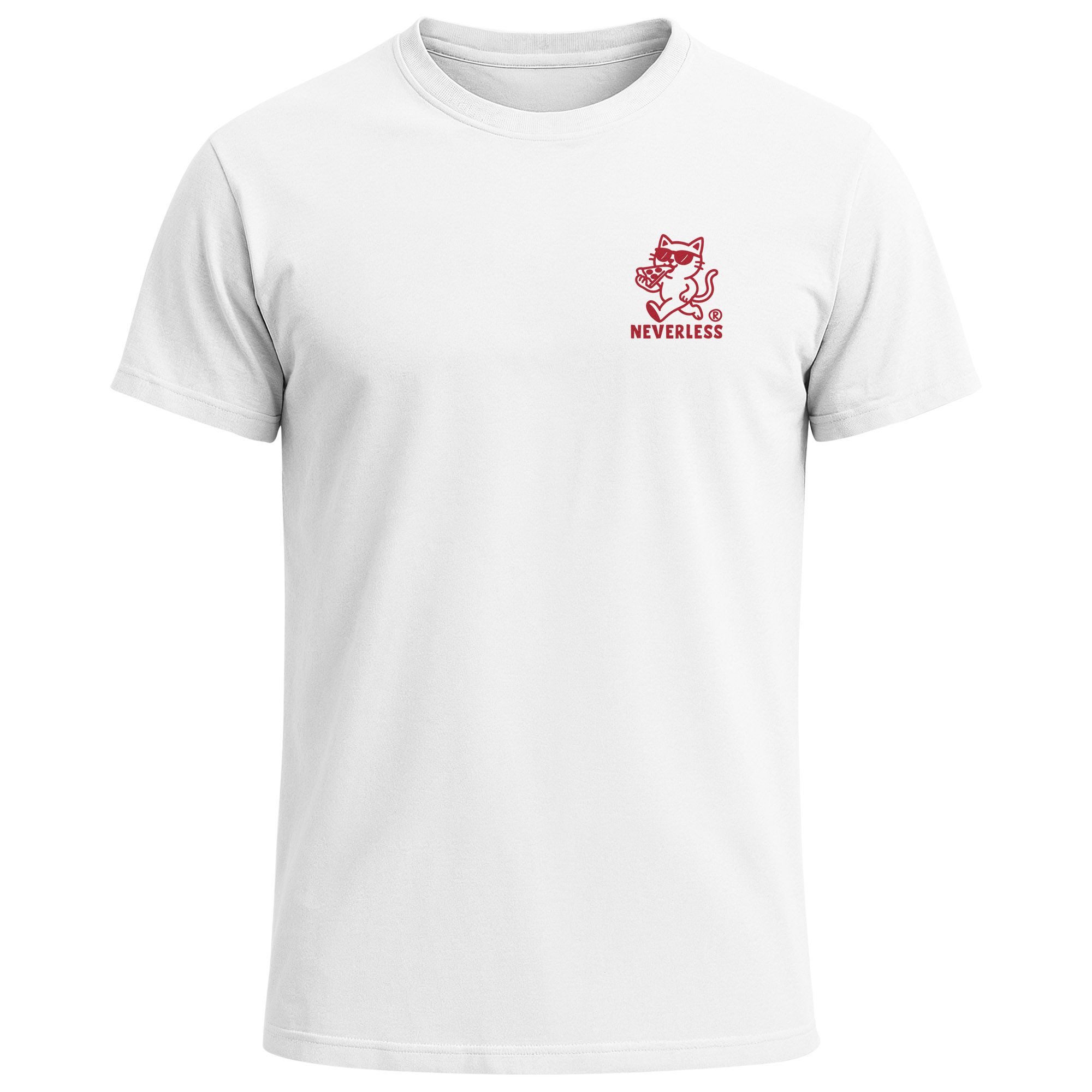 Neverless Print-Shirt Backprint T-Shirt Herren Pizza Katze Spruch– Rückendr günstig online kaufen