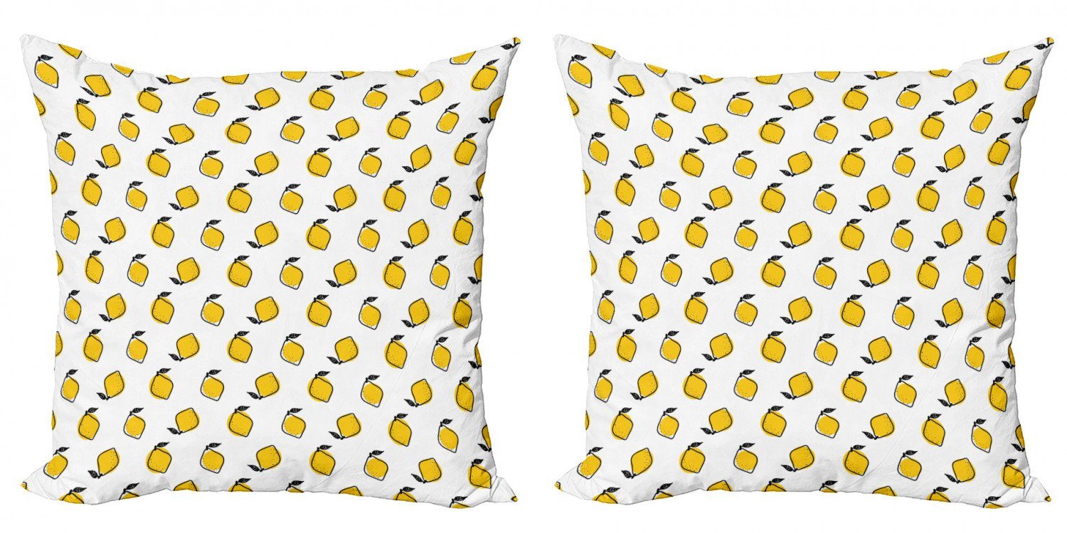 Doodle Accent Stück), Digitaldruck, (2 Gelb Modern Doppelseitiger Kissenbezüge Weiß und Zitronen Abakuhaus