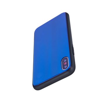 cofi1453 Bumper cofi1453® Aurora Glas Etui Silikon Hülle kompatibel mit Huawei P40 Hart Case TPU Handy Cover Schutz in Dunkel-Blau