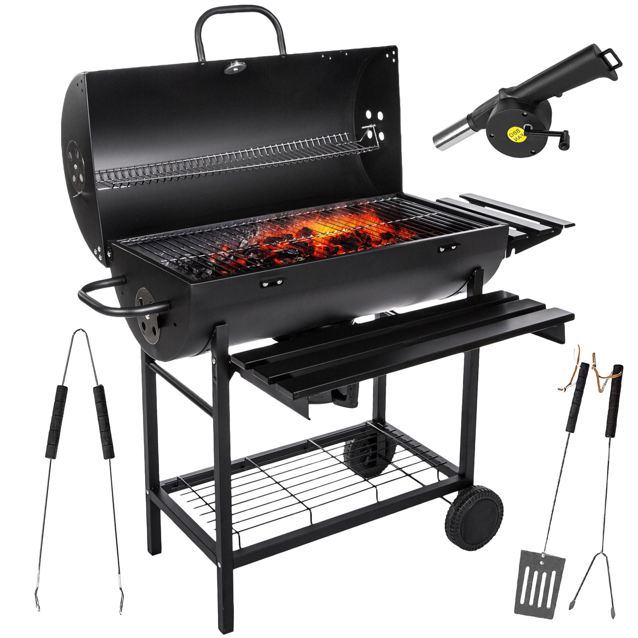 Five-Star Grill&Chill Holzkohlegrill Holzkohlegrill - Großer Grill Holzkohle 71×35 cm Chromrost, 115 × 36 × 90 cm (L x B x H)