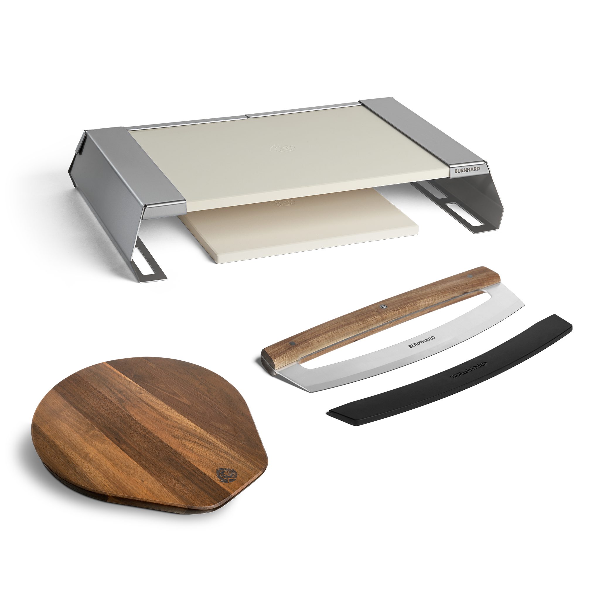 BURNHARD® Pizzaofen-Grillaufsatz, Pizzacover für Gasgrills inkl. Pizzabrett & Wiegemesser
