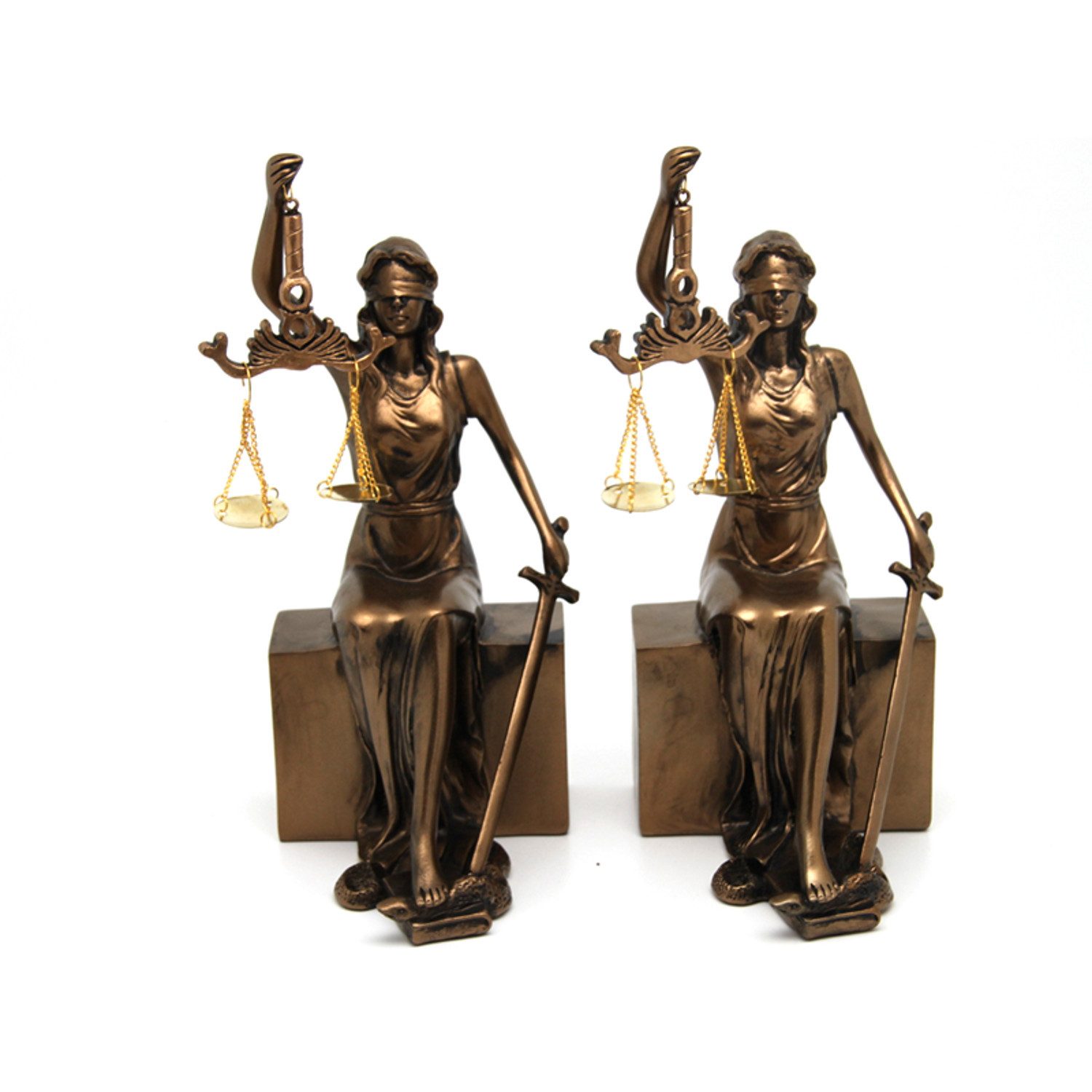 Queen Isabell Buchstütze 2 Stück Themis-Figuren mit Waage und Schwert (2 St), Buchstützen (2 Stück)