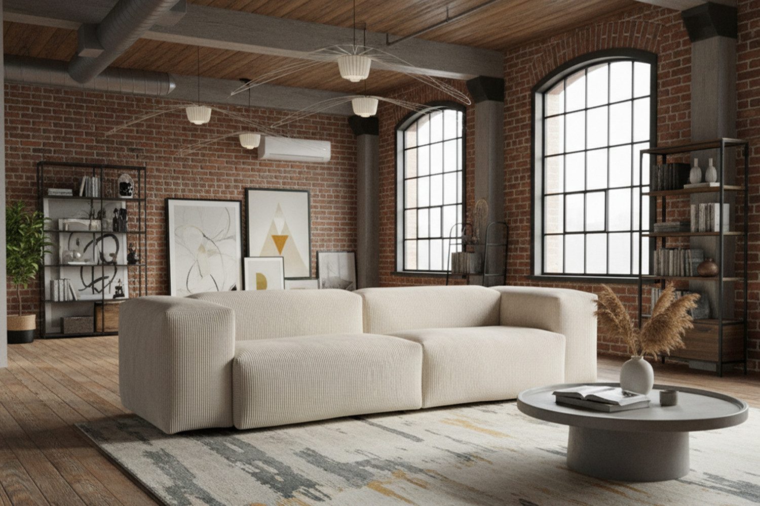KAWOLA 4-Sitzer CELESTE Cord cremeweiß – Modernes Design, pure Gemütlichkeit, Großes Sofa mit Cordbezug – Bequem, stylisch, wohnlich elegant