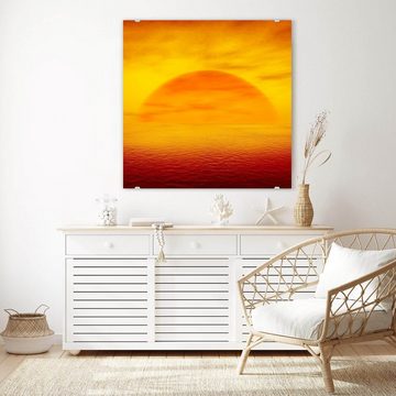 Primedeco Glasbild Wandbild Quadratisch 3D Sonnenuntergang mit Aufhängung, Natur