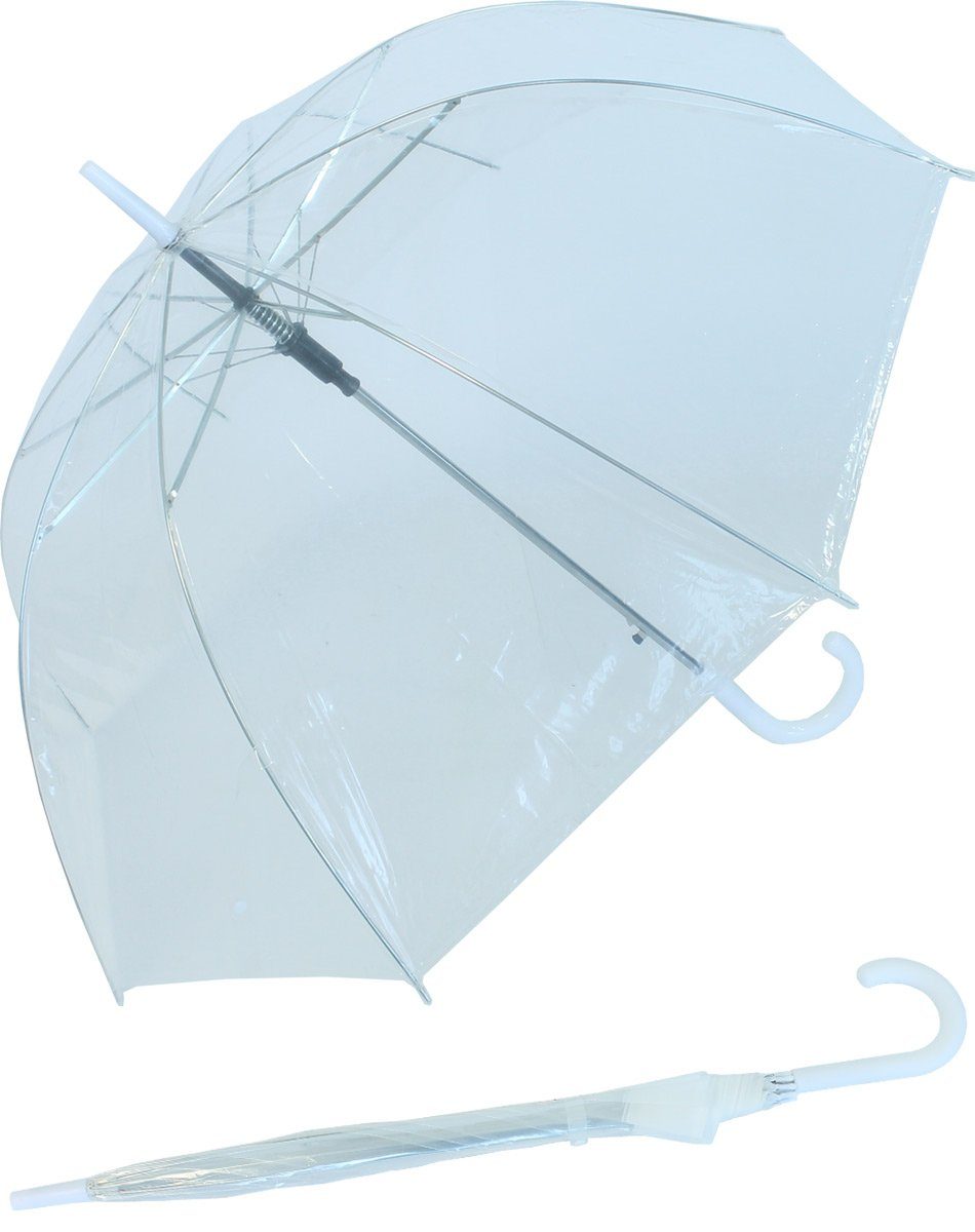 Borte, Langregenschirm durchsichtig transparent mit RAIN durchsichtig HAPPY Glockenschirm