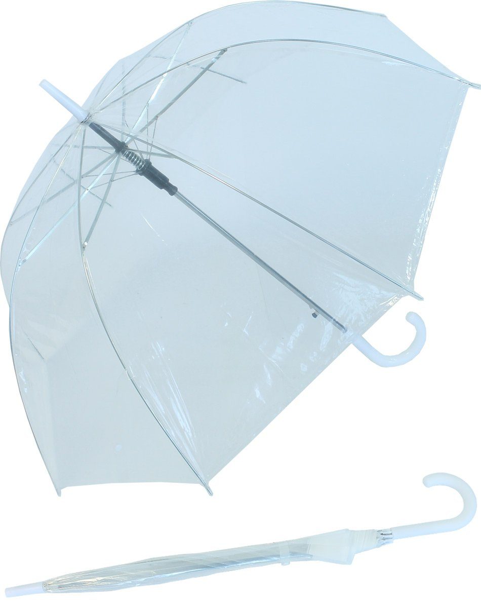HAPPY RAIN Stockregenschirm Glockenschirm durchsichtig transparent mit Bort günstig online kaufen