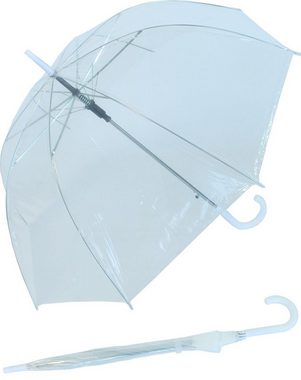 HAPPY RAIN Langregenschirm Glockenschirm durchsichtig transparent mit Borte, durchsichtig