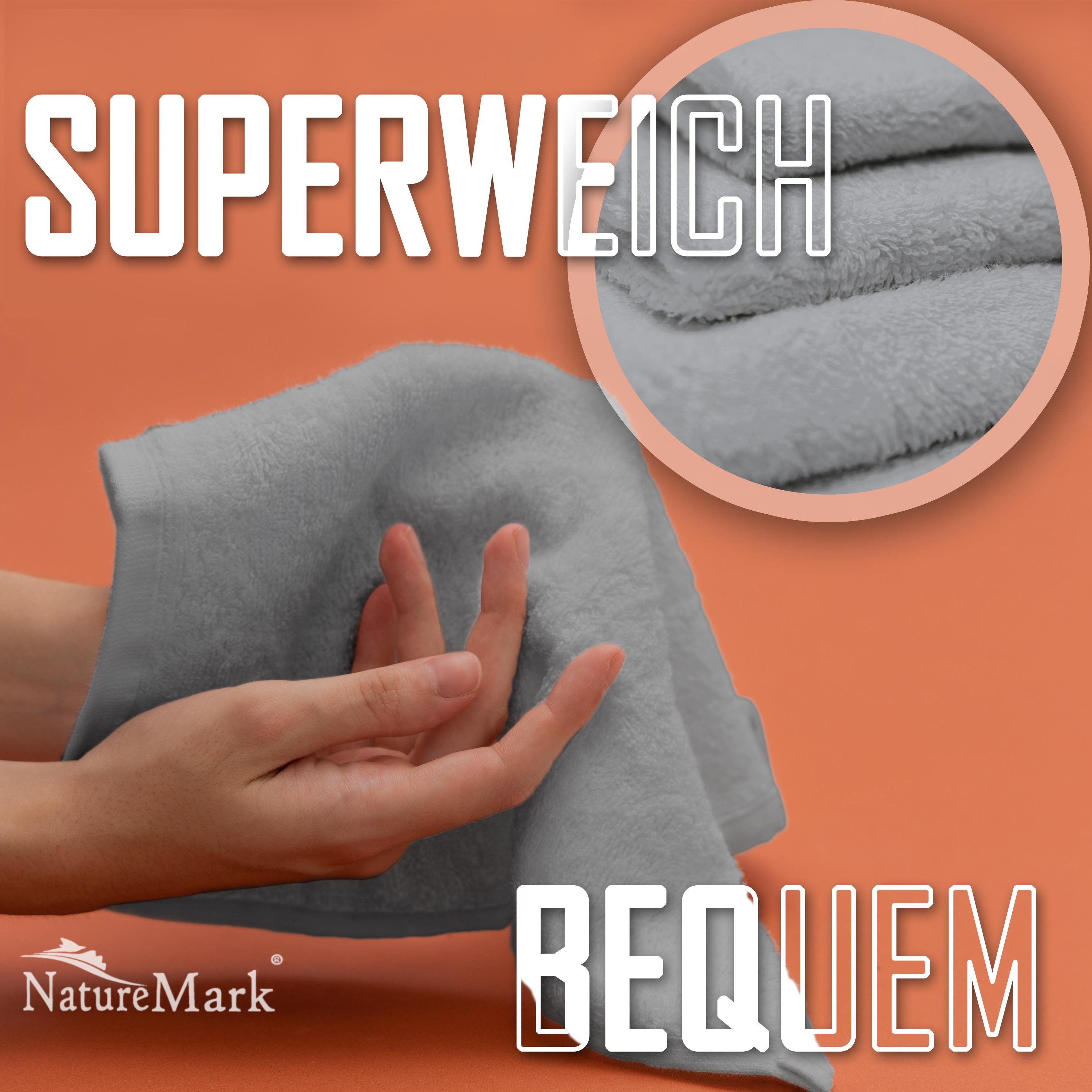 NatureMark Seiftuch 10er-Set Seiftücher 30x30cm 100% Baumwolle, (10-St), Frottier Waschlappen Seiflappen 30 x 30 cm, Silber grau – Bild 4 von 5