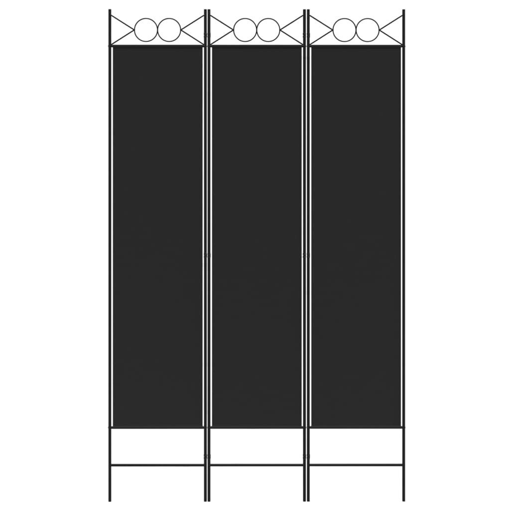 furnicato Raumteiler Schwarzer 120 x 200 cm - Klappbar und vielseitig, 1-tlg., Atmungsaktiver Paravent mit 3 Paneelen für Schlafzimmer und Wohnraum