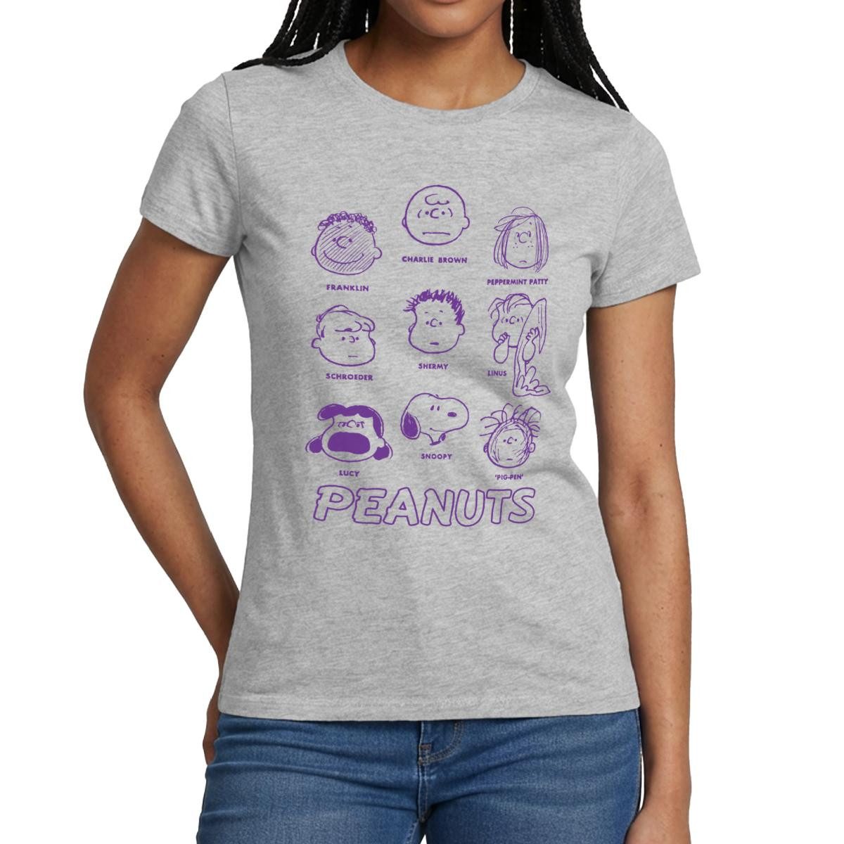 Spreadshirt T-Shirt Peanuts Charaktere Charlie Brown Und Seine Freunde Frauen T-Shirt (1-tlg) Slim Fit, fällt klein aus