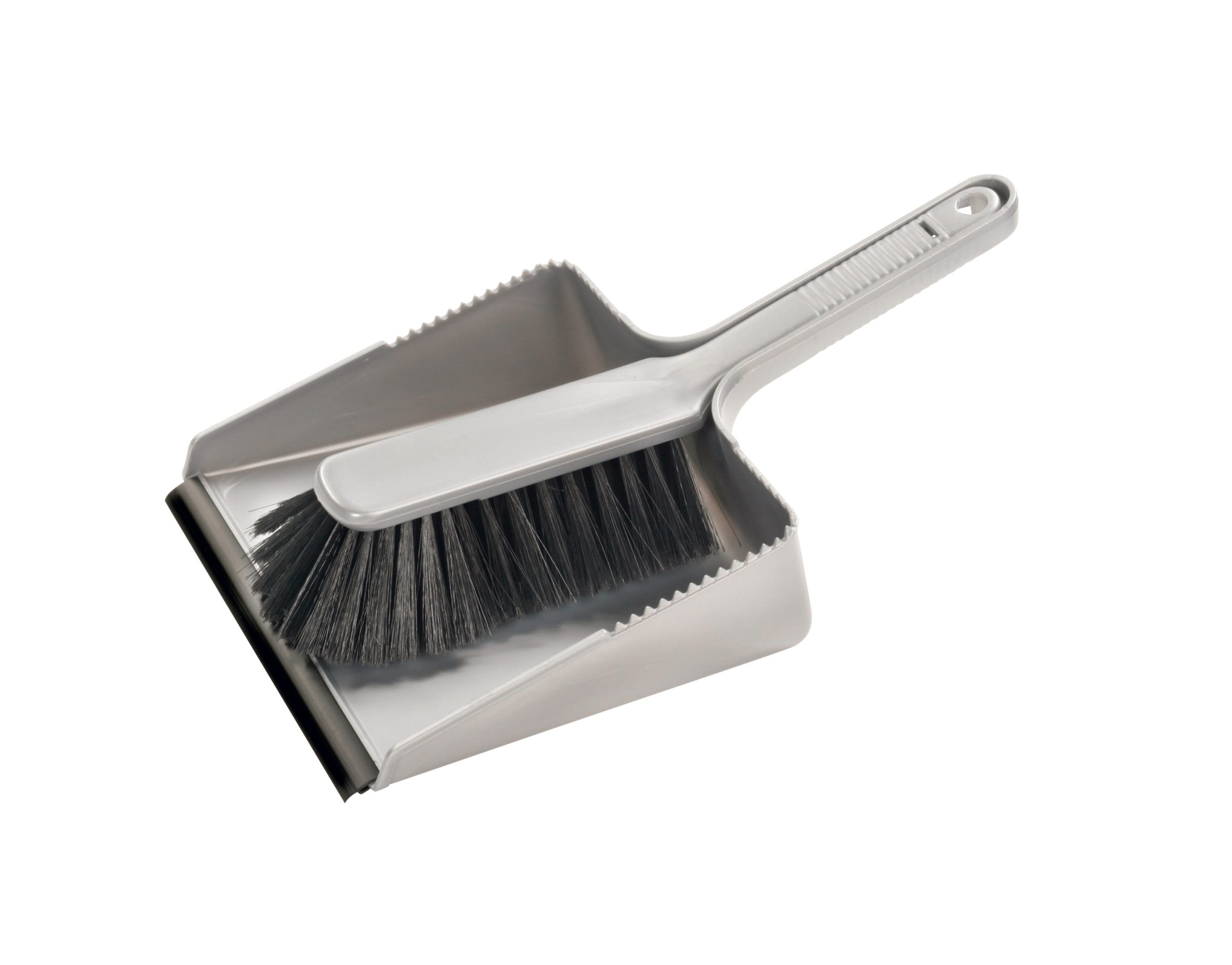 haug bürsten Kehrgarnitur 18632, eckig, silber metallic, mit Lippe und Besenkamm mit geschlitztem Polymex - Made in Germany