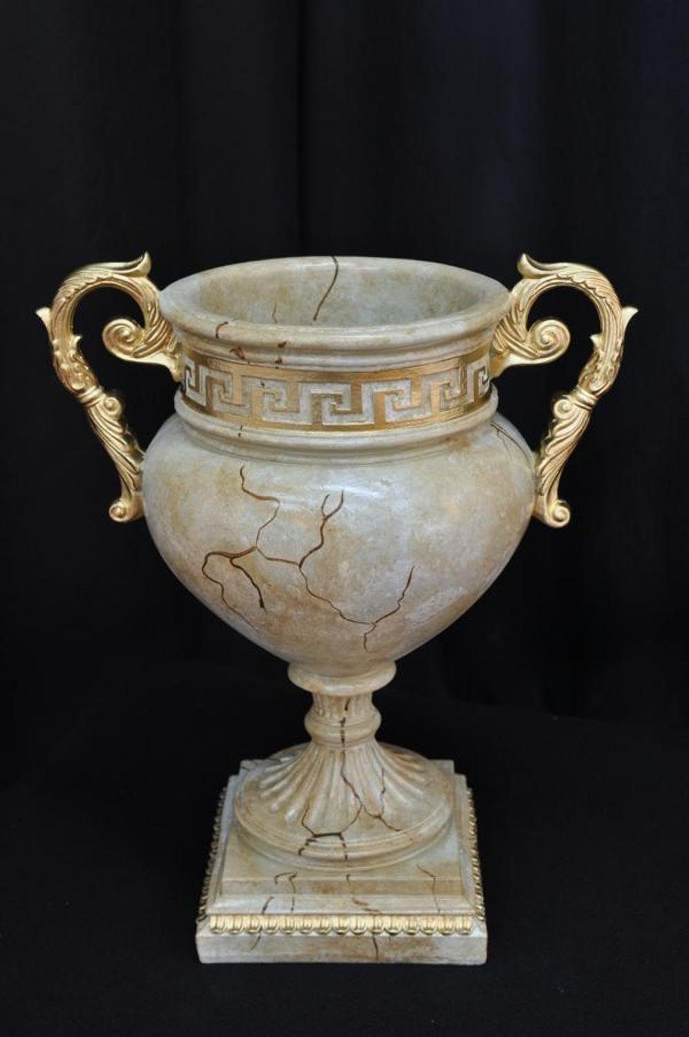 Kelch Beige XXL Vase Deko JVmoebel 49cm Topf Vasen Skulptur Blumen Design Pokal Handarbeit