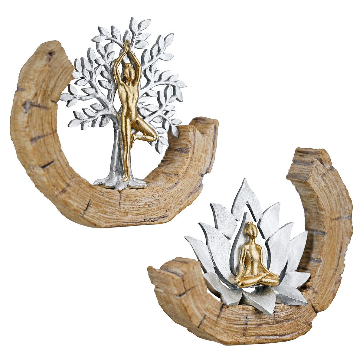 GILDE Skulptur Yoga Skulpturen Set Namaste – Baum & Lotus, Gold & Silber Ak günstig online kaufen