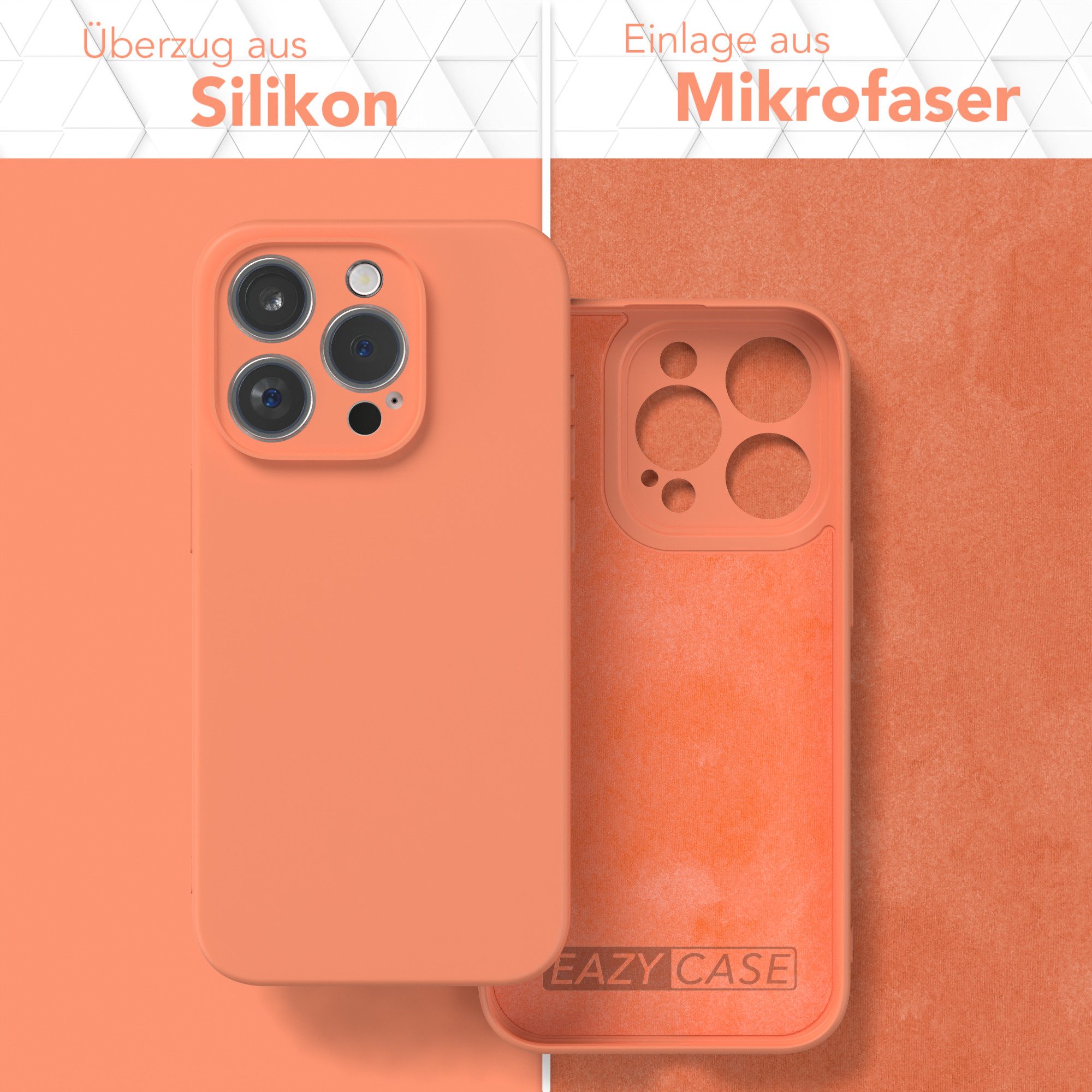 EAZY CASE Handyhülle für Apple iPhone 15 Pro Hülle Silikon 6,1 Zoll, Schutzhülle mit Kameraschutz Telefonhülle elastisch Bumper tpu Orange