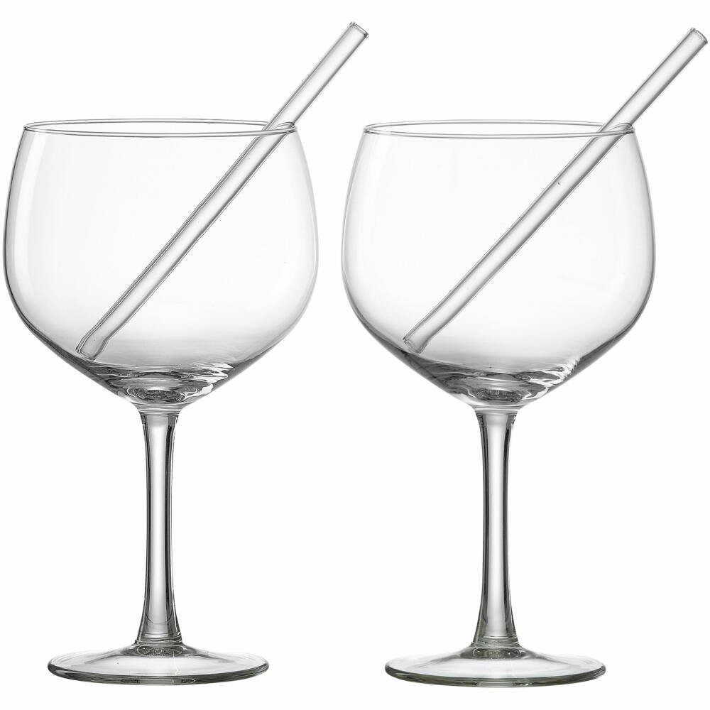 Longdrinkglas Set 4-tlg. mit Trinkhalm 650 ml