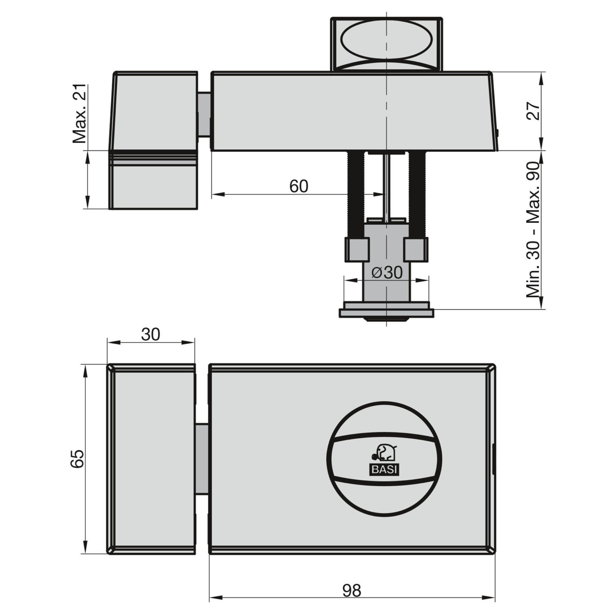 BASI Türzusatzschloss Kastenschloss (Spar-Set), im Set mit Außenzylinder, Drehknauf, Sperrriegel, Dornmaß 45 mm, weiß