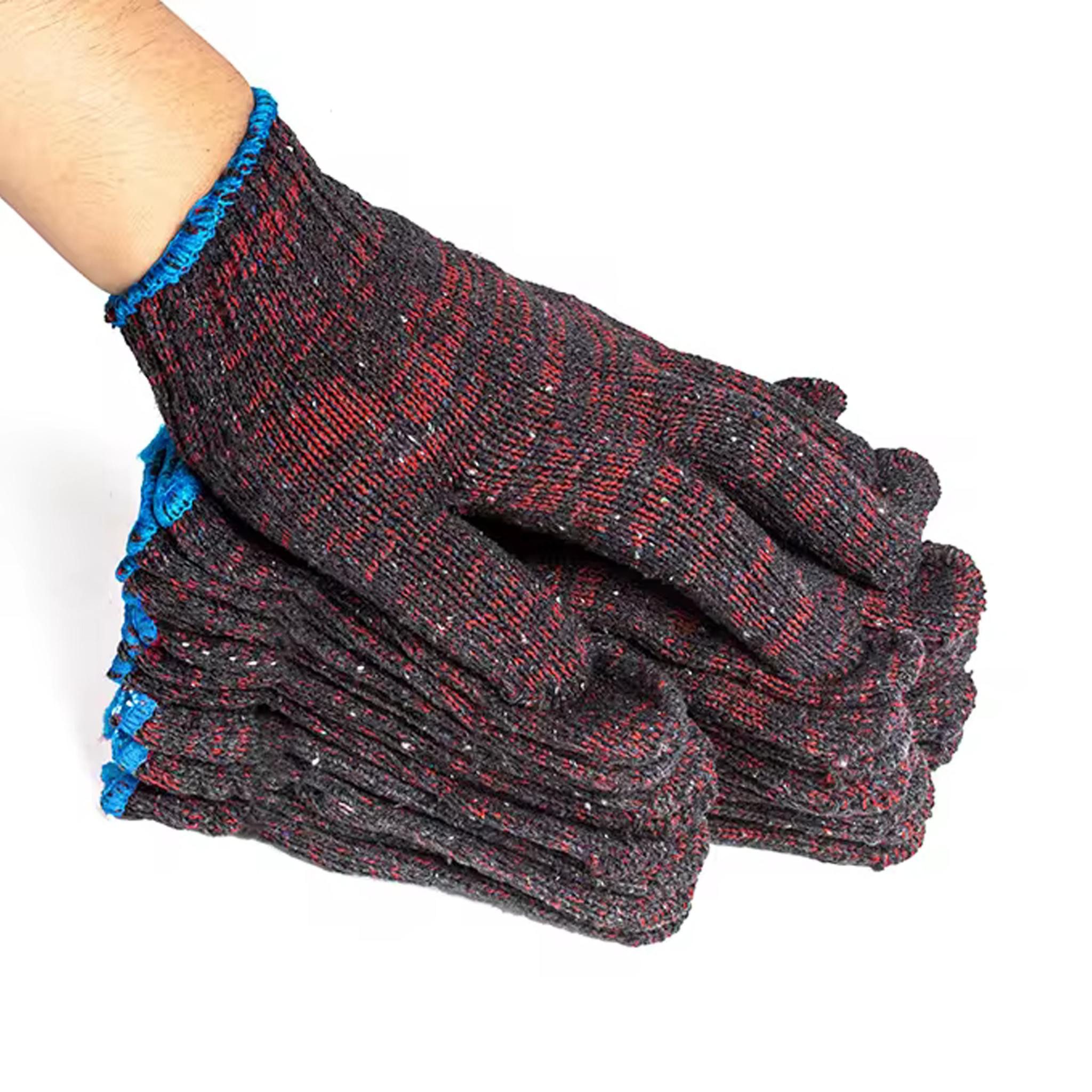 LA CUTE Arbeitshandschuh-Set Nahtlose Baumwoll-Arbeitshandschuhe, verstärkter Rand (Arbeitsschutzhandschuhe für verschiedene Branchen, Robuste Handschuhe für Bau, Montage, Transport & mehr) Nahtloser Baumwollstrick mit verstärktem Rand für hohen Tragekomfort