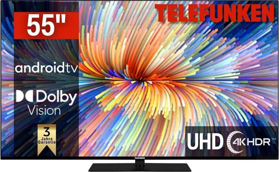 HD, Zoll, TV, Dolby (139 4K cm/55 LED-Fernseher Telefunken Smart-TV, D55V950M2CWH Ultra Android