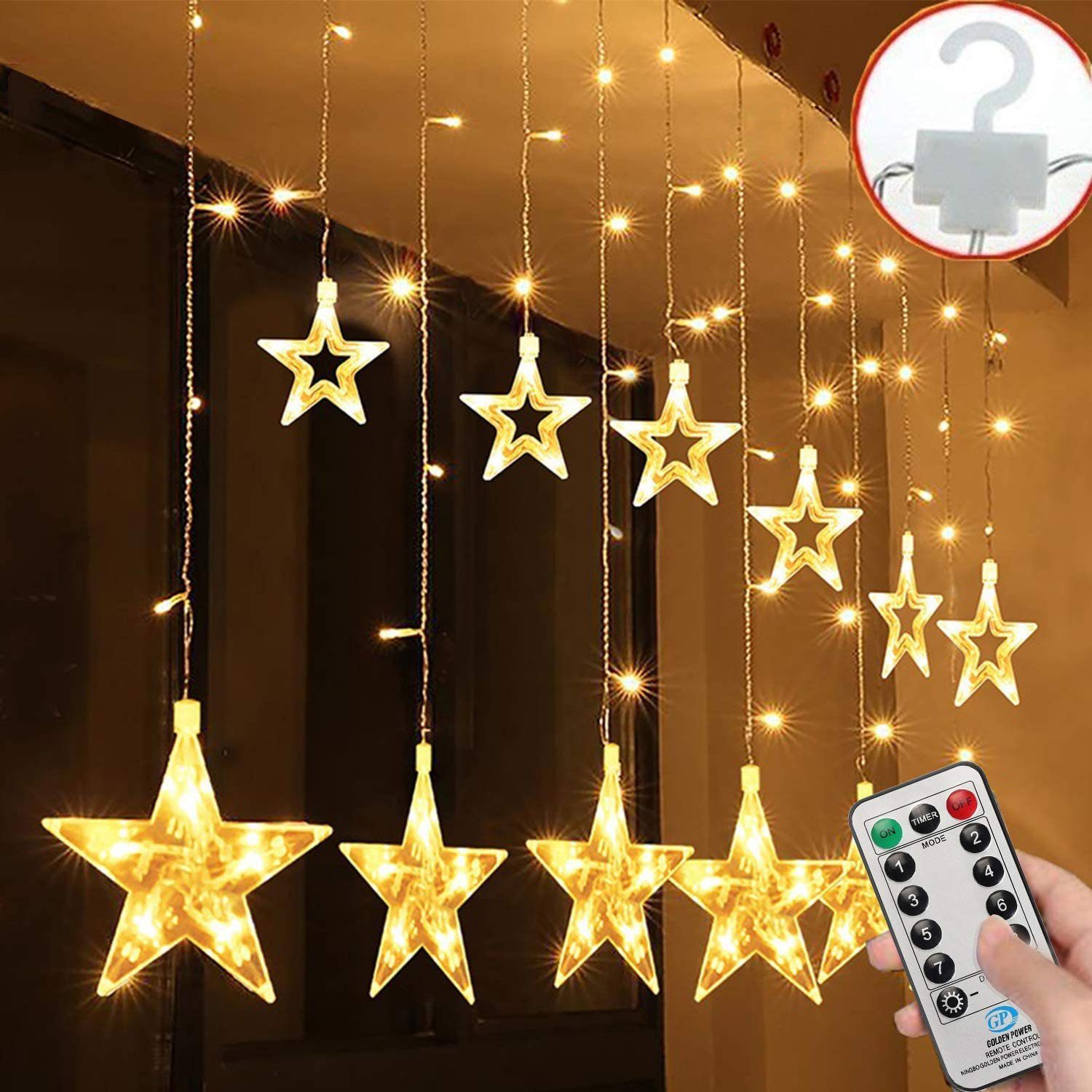 Salcar LED-Lichterkette »Weihnachtslichterkette mit 12 Sternen, mit  Fernbedienung - warmweiß - 2m« online kaufen | OTTO