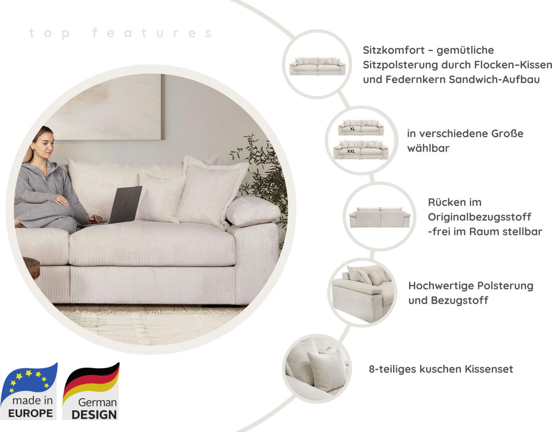 Home affaire Polsterhocker Soft&Cosy XL, Mega-Hocker, günstig online kaufen