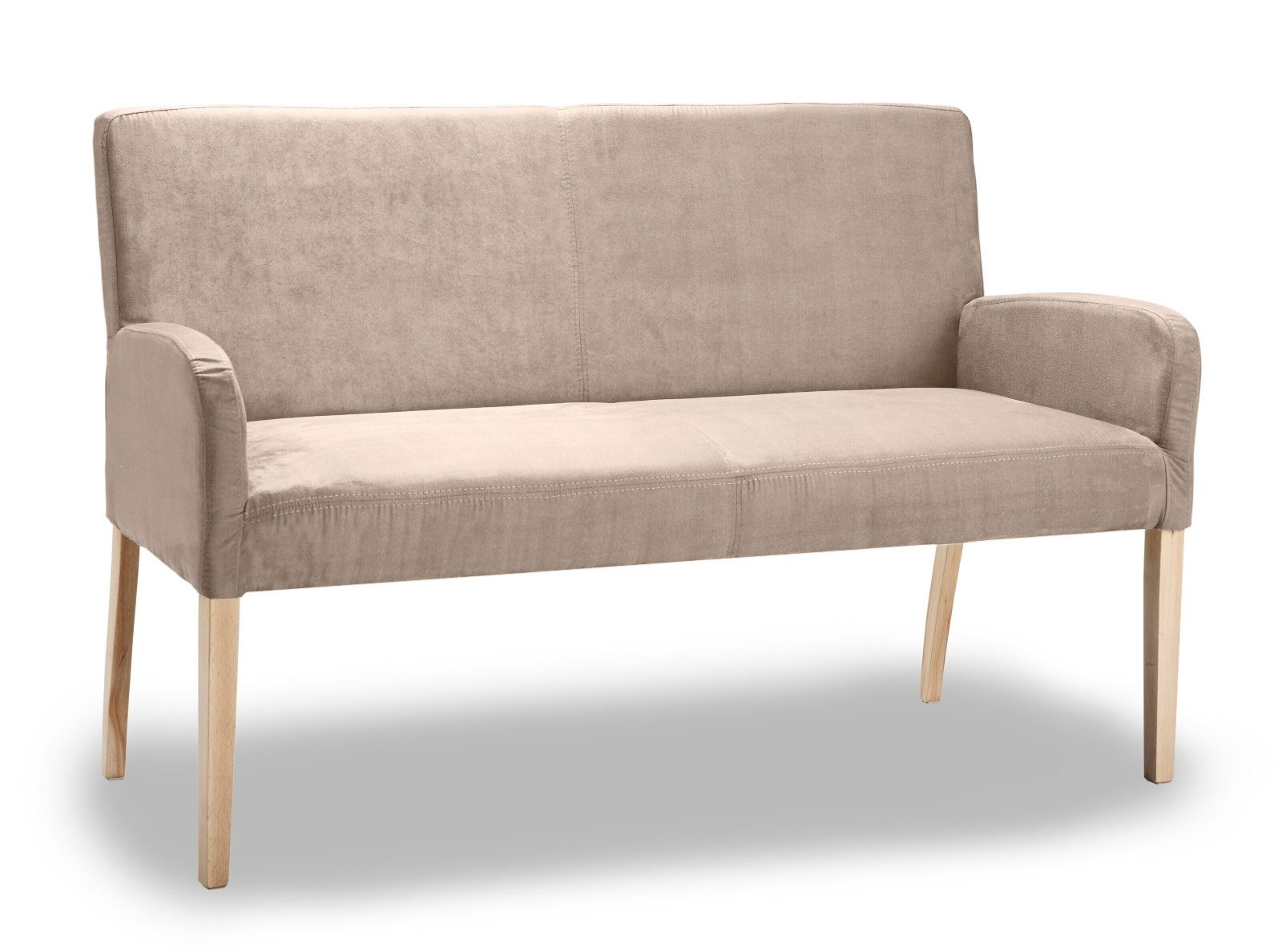 Empinio24 Polsterbank Alfo, 2-Sitzer 123 cm in Mikrofaser, Beine Buche oder Eiche wählbar