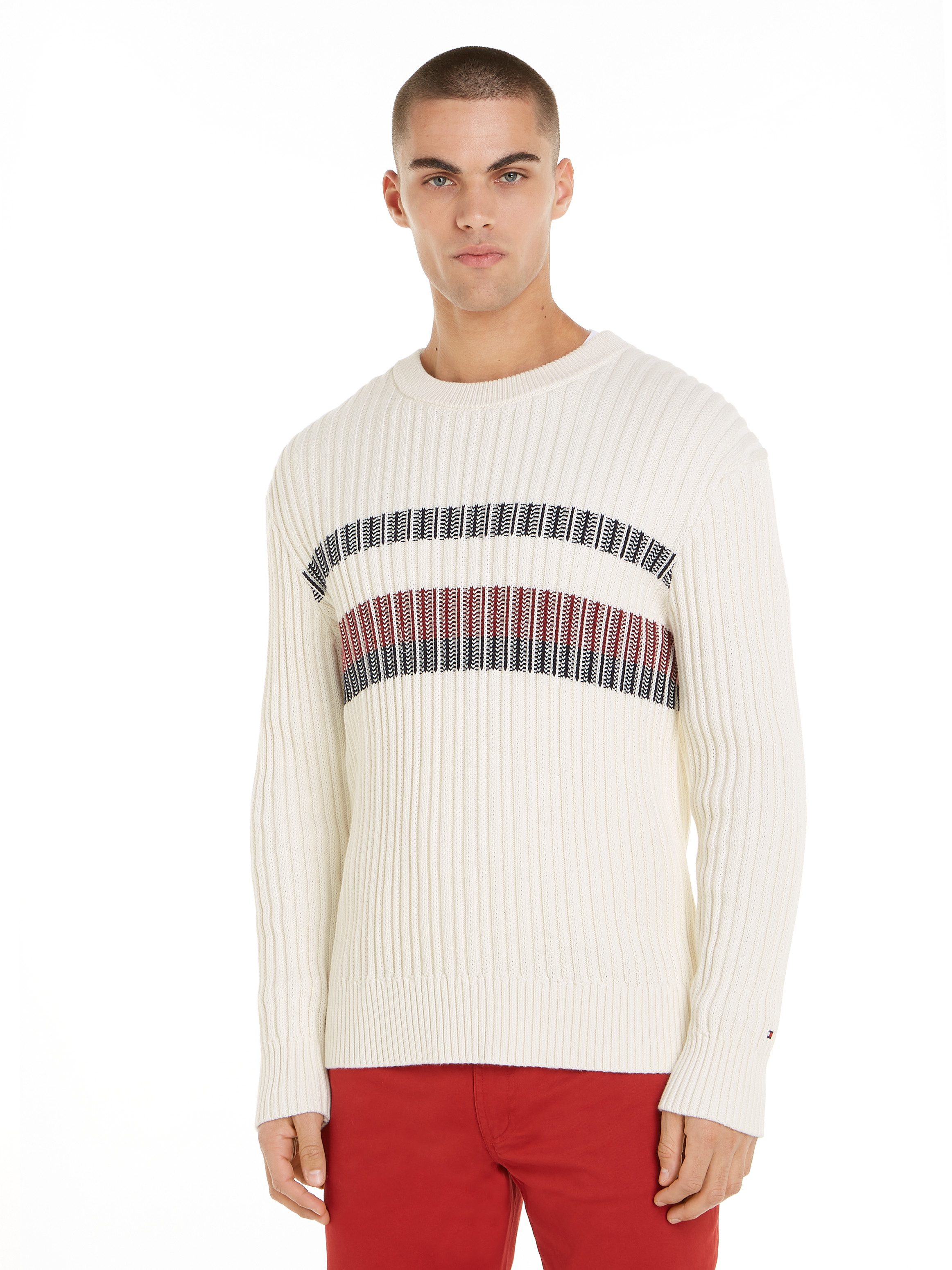 Tommy Hilfiger Rundhalspullover GLOBAL STRIPE CHUNKY günstig online kaufen