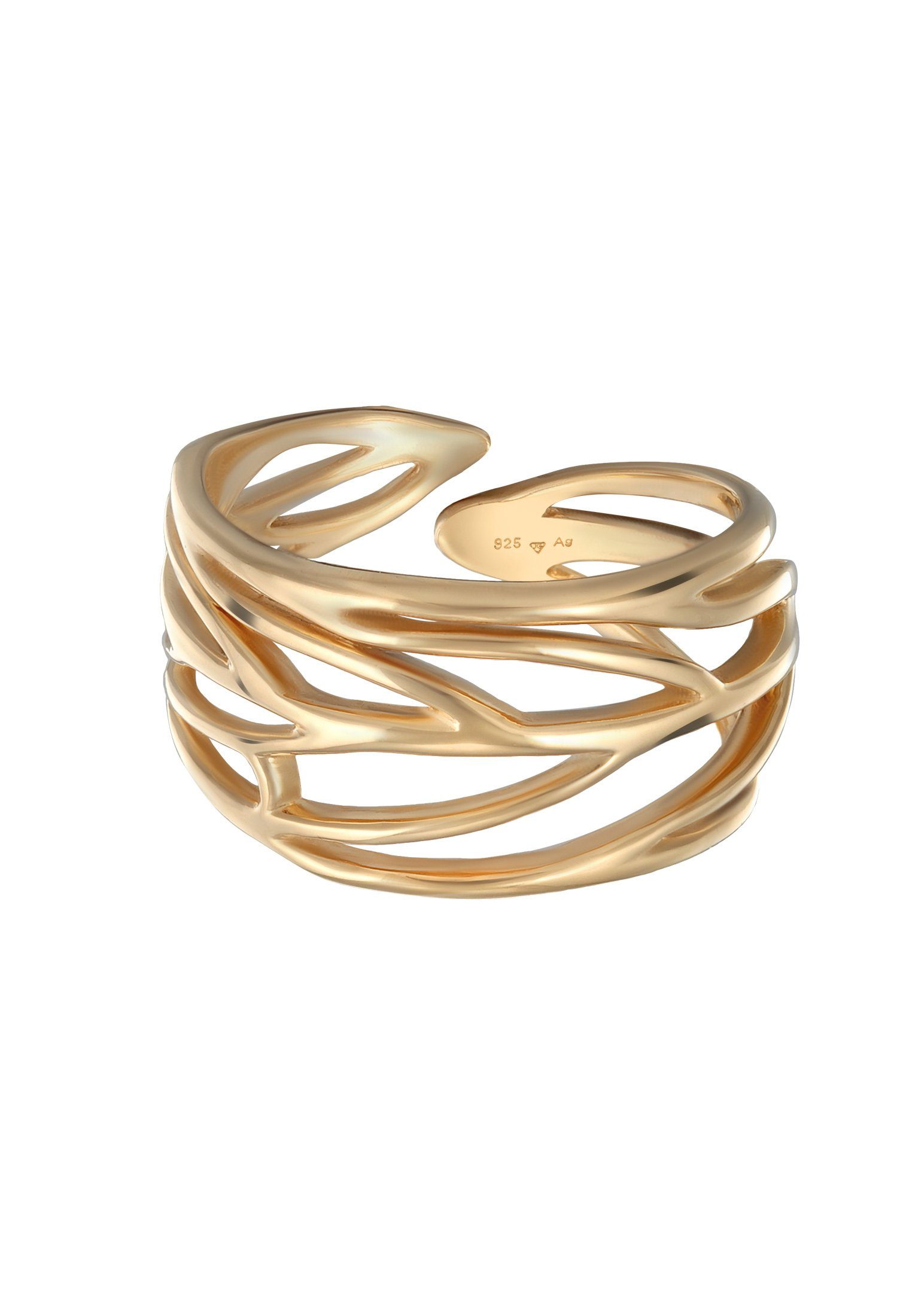 Elli Fingerring Ornament und offene Ringschiene 925 Silber, Blatt günstig online kaufen
